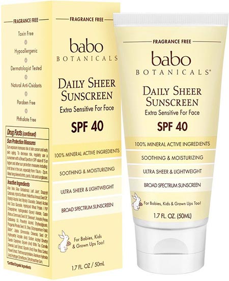Best Skin Care Products for Pregnant Women: Babo Botanicals Daily Sheer Sunscreen Non-Nano SPF 40