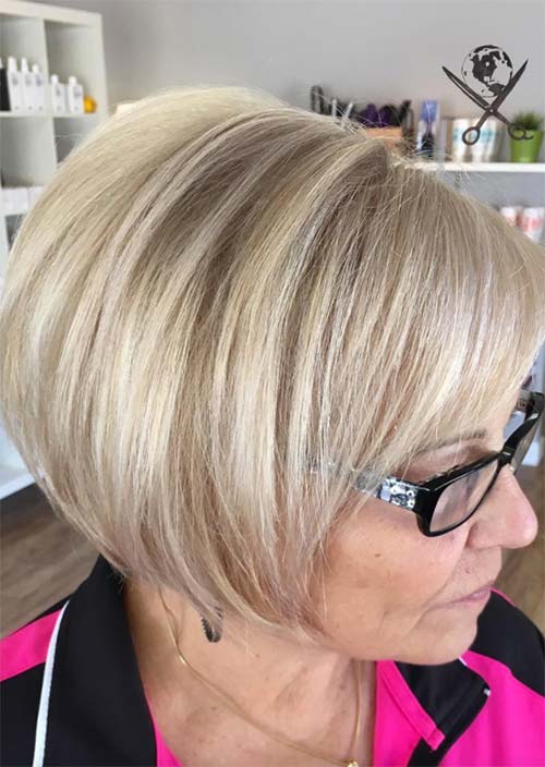 Haircuts & Hairstyles for Women Over 50: Platinum with Grey Bob