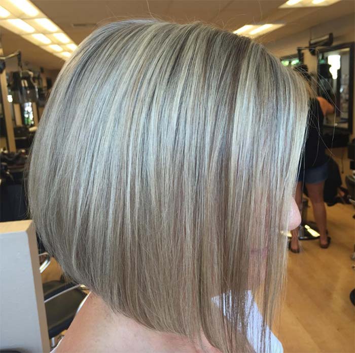 Haircuts & Hairstyles for Women Over 50: Greying Blonde Highlights