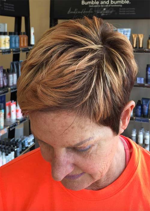 Haircuts & Hairstyles for Women Over 50: Rose Gold Pixie