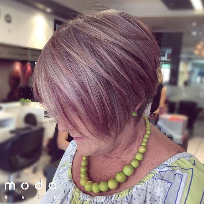 Haircuts & Hairstyles for Women Over 50: Blushing Pink Bob