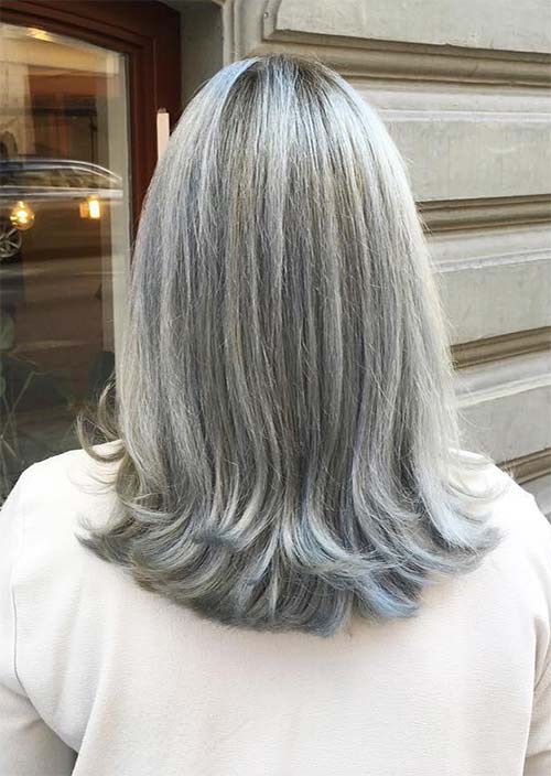 Haircuts & Hairstyles for Women Over 50: Long Grey Balayage