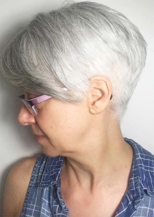 Haircuts & Hairstyles for Women Over 50: Silver to White Short Haircut