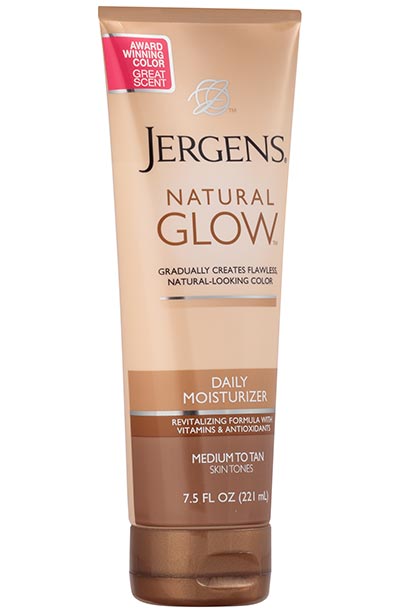Best Self Tanners For Medium and Tan Skin: Jergens Natural Glow Daily Moisturizer in Medium-Tan