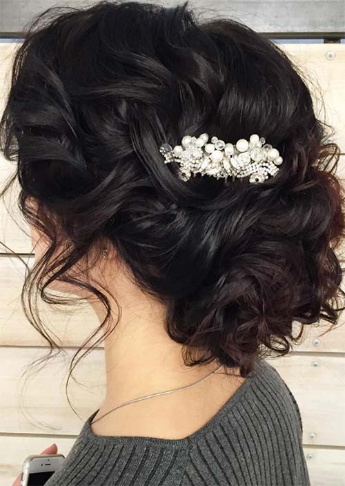 Bridal/ Wedding Updos Hairstyles: Curly Twisted Wedding Updo