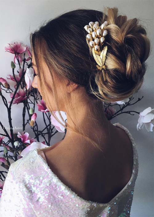 Bridal/ Wedding Updos Hairstyles: Braided High Bun