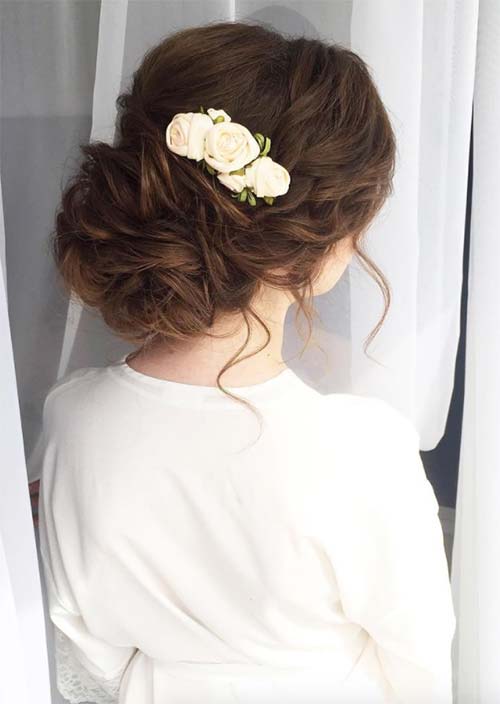 Bridal/ Wedding Updos Hairstyles: Textured Side Bun