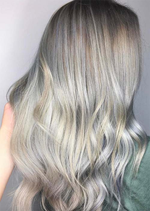Balayage Hair Trend: Balayage Hair Colors & Balayage Highlights: Silver and Blonde Balayage