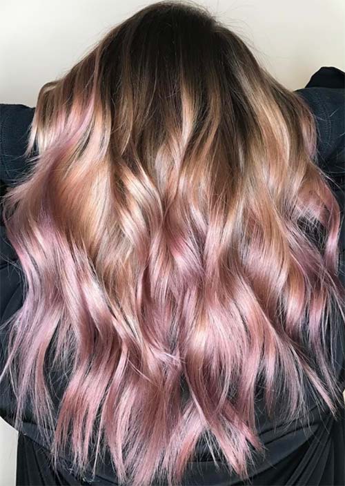 Balayage Hair Trend: Balayage Hair Colors & Balayage Highlights: Coral and Pink Unicorn Balayage