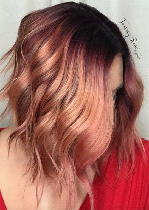 Balayage Hair Trend: Balayage Hair Colors & Balayage Highlights: Berry and Peach Sangria Balayage
