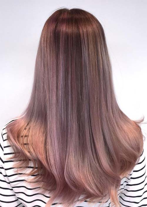 Balayage Hair Trend: Balayage Hair Colors & Balayage Highlights: Lavender and Peach Smoke Balayage