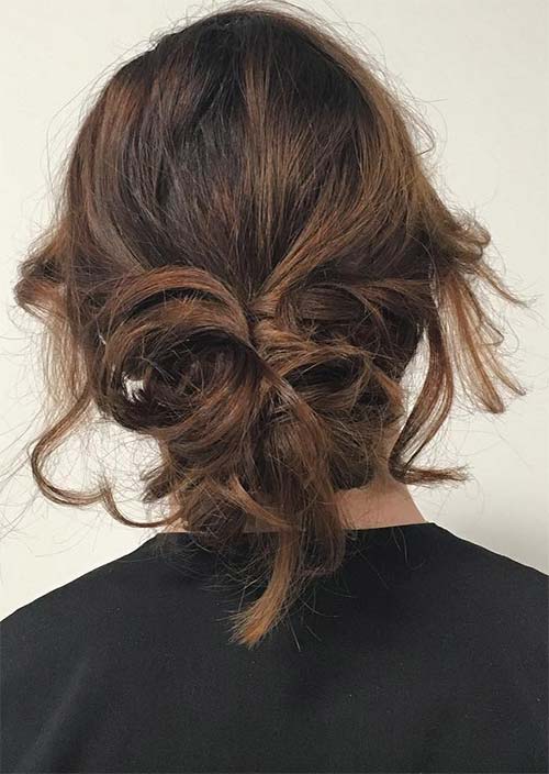 Updos for Short Hair Ideas: Messy Low Short Hair Updo