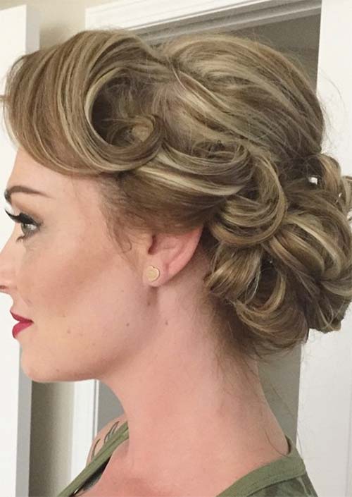 Updos for Short Hair Ideas: Pinned Curled Short Hair Updo