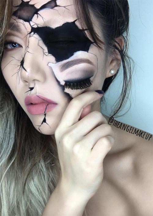 Halloween Makeup Ideas: Broken Face Makeup for Halloween