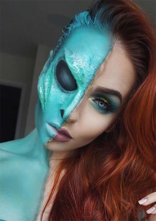 Halloween Makeup Ideas: Half Alien Makeup for Halloween