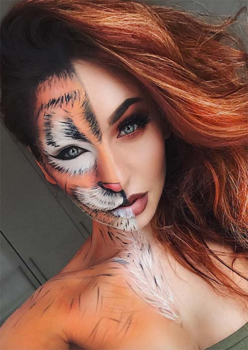 Halloween Makeup Ideas: Half Tigress Makeup for Halloween