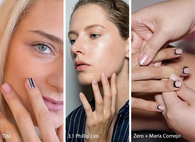 Spring/ Summer 2018 Nail Trends: Bare Nails with Black Stripes