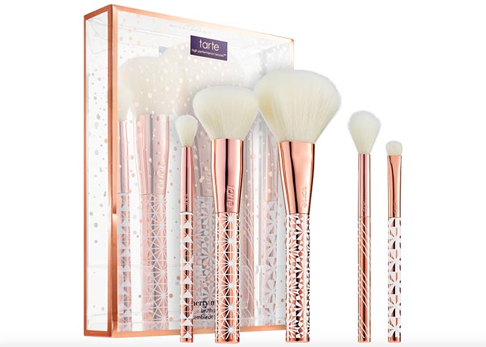 Christmas Makeup Gifts for Beauty Lovers: Tarte Merry Metals Brush Set