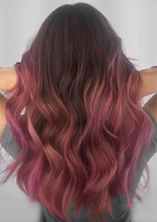 Autumn/ Fall Hair Colors, Ideas and Trends: Chocolate Pink Balayage Hair