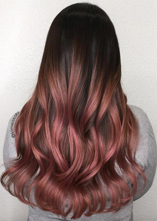 Autumn/ Fall Hair Colors, Ideas and Trends: Deep Blush Pink Ombre Hair