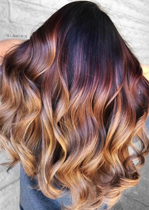 Autumn/ Fall Hair Colors, Ideas and Trends: Fall Leaves Balayage Hair
