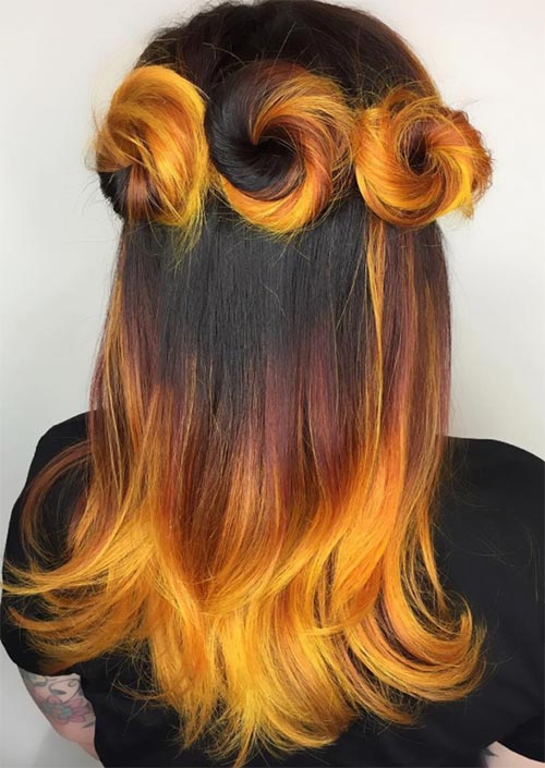 Autumn/ Fall Hair Colors, Ideas and Trends: Fire Yellow Red Hair