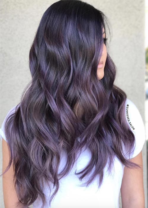 Autumn/ Fall Hair Colors, Ideas and Trends: Gray Purple Balayage Hair
