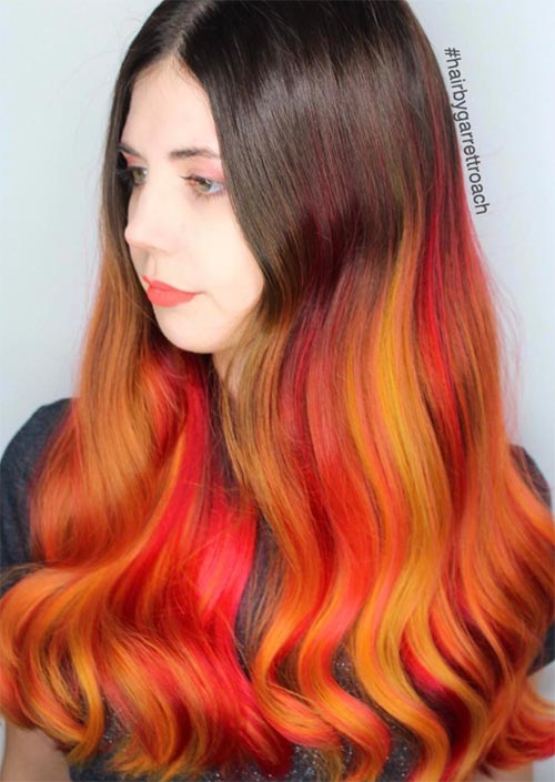 Autumn/ Fall Hair Colors, Ideas and Trends: Neon Orange Ombre Hair