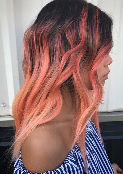 Autumn/ Fall Hair Colors, Ideas and Trends: Neon Peach Hair Color Melt