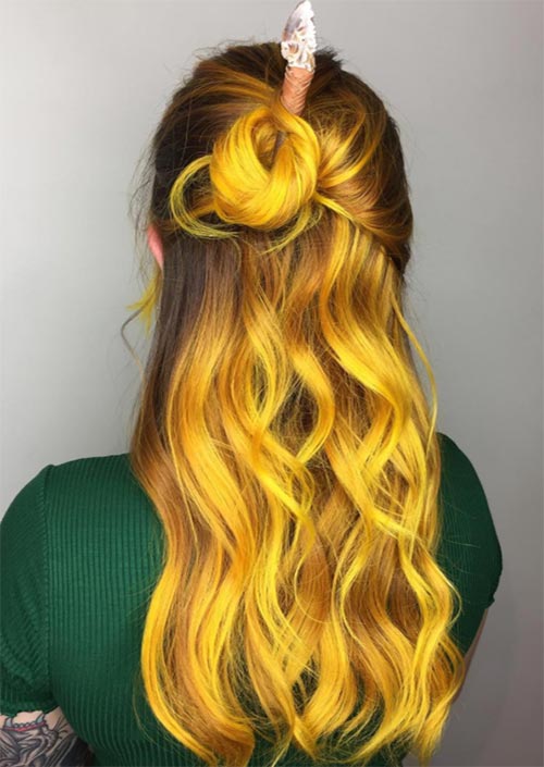 Autumn/ Fall Hair Colors, Ideas and Trends: Neon Yellow Fire Hair