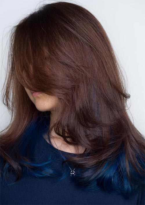 Autumn/ Fall Hair Colors, Ideas and Trends: Denim Blue Underlights