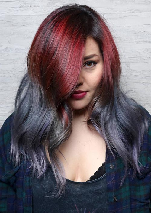Autumn/ Fall Hair Colors, Ideas and Trends: Red Denim Hair Color Melt