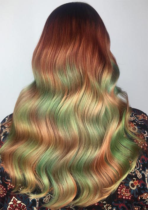 Autumn/ Fall Hair Colors, Ideas and Trends: Vintage Copper Green Hair Color Melt