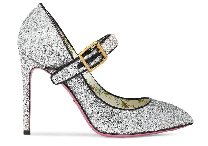Best Glitter Heels: Gucci Silver Glitter Heeled Shoes