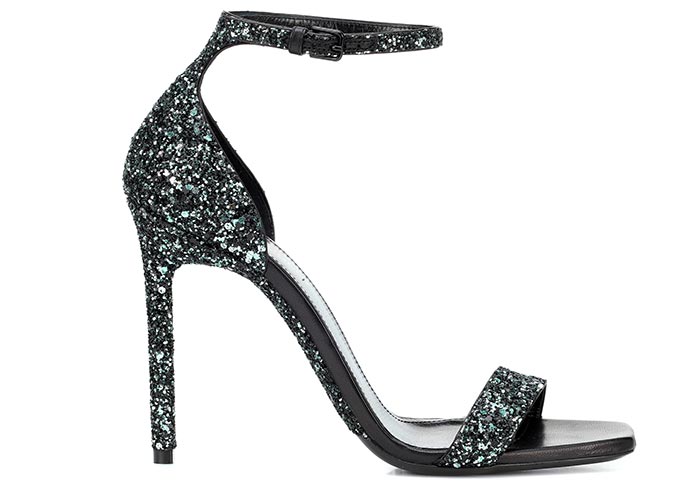 Best Glitter Heels: Saint Laurent Glitter Heeled Sandals
