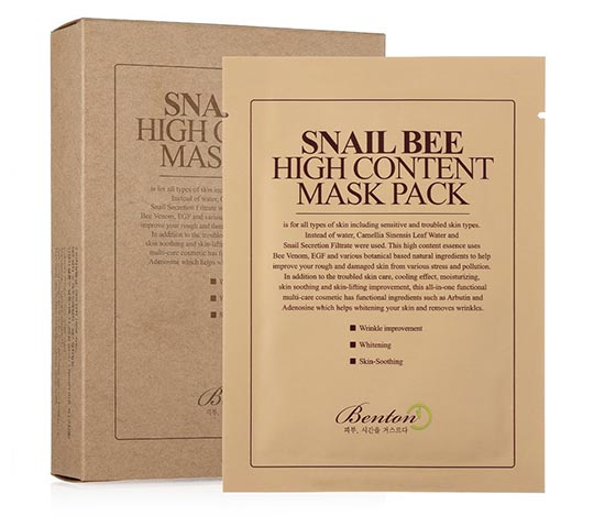 Snail Secretion Filtrate: Best Snail Slime Skincare Products: Benton Snail Bee High Content Mask