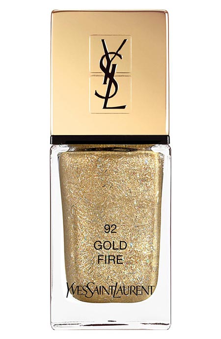 Best Sparkly/ Glitter Nail Polishes: Yves Saint Laurent Dazzling Lights La Laque Couture Nail Polish in Gold Fire