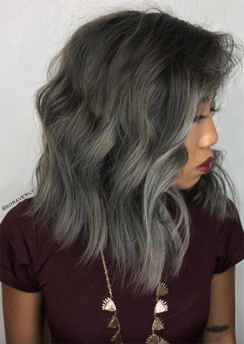 Winter Hair Colors Ideas & Trends: Ash Grey Hair