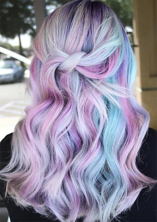 Winter Hair Colors Ideas & Trends: Candy Blue & Purple Hair