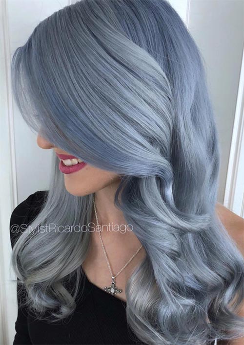 Winter Hair Colors Ideas & Trends: Cloud Blue Hair