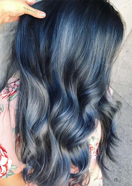 Winter Hair Colors Ideas & Trends: Denim Blue Hair