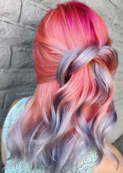 Winter Hair Colors Ideas & Trends: Neon Peach Hair