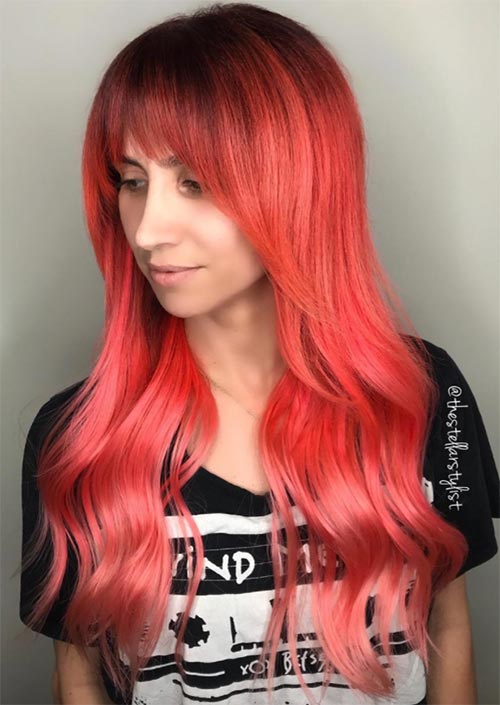 Winter Hair Colors Ideas & Trends: Neon Red Hair