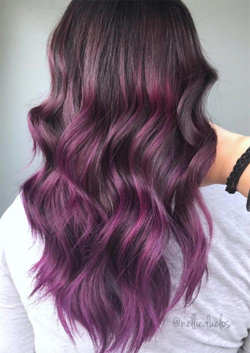 Winter Hair Colors Ideas & Trends: Plum Purple Hair