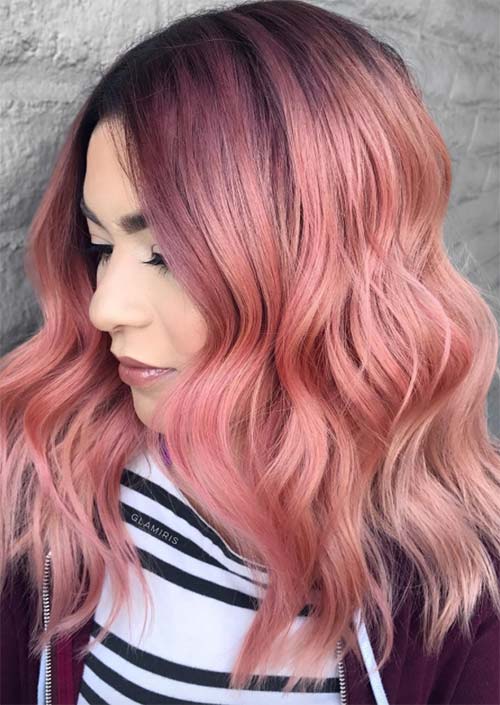 Winter Hair Colors Ideas & Trends: Violet Peach Hair Colormelt