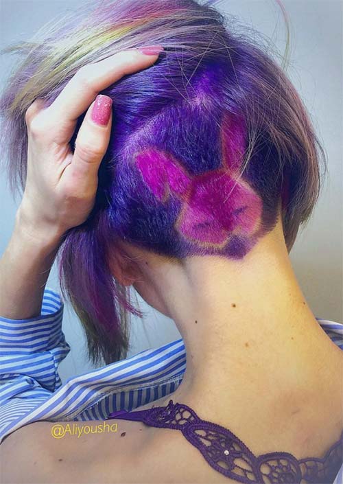 Undercut Hairstyles with Hair Tattoos for Women