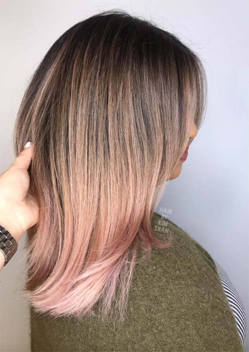 Spring Hair Colors Ideas & Trends: Ash Brown Rose Gold Ombre Hair