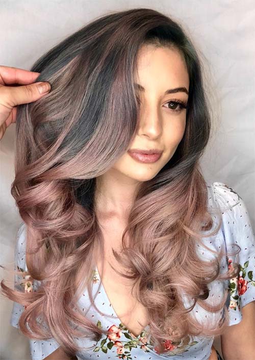 Spring Hair Colors Ideas & Trends: Ash Rose Gold Ombre Hair
