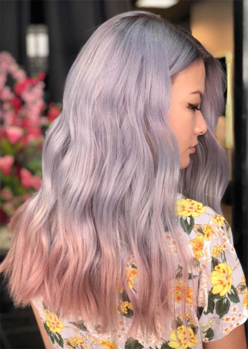 Spring Hair Colors Ideas & Trends: Lilac Rose Gold Ombre Hair