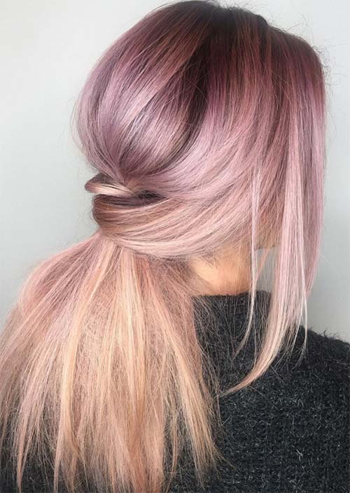 Spring Hair Colors Ideas & Trends: Metallic Peach Pink Hair